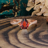 Timeless Vintage 4-Prong Pear-Cut Garnet Engagement Ring